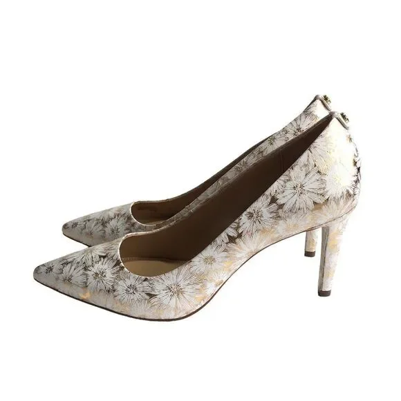 🆕Michael Kors Flex Dorothy Classic White Gold Mid Heel Pumps - Picture 4 of 9